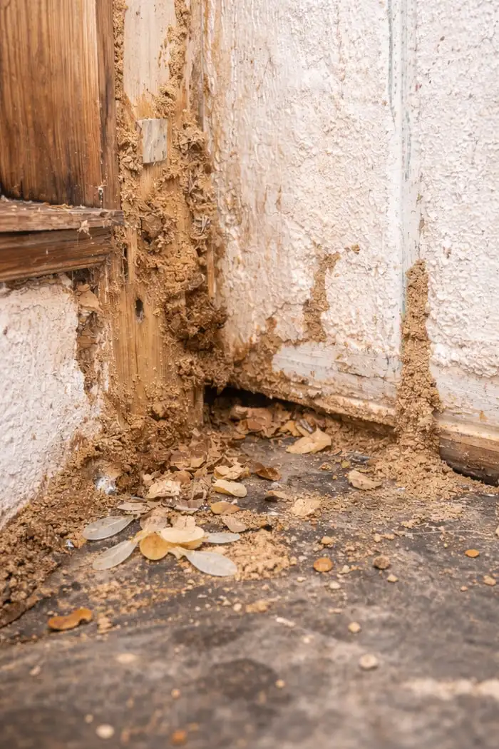 Sinais de infestação de cupim subterrâneo em residência